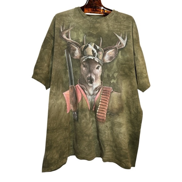 The Mountain Camo Deer Hunter Olive Green Crew Neck T-shirt Size 3XL - Picture 1 of 9